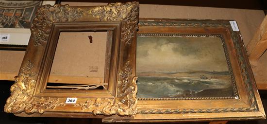 Oil seascape & gilt frame